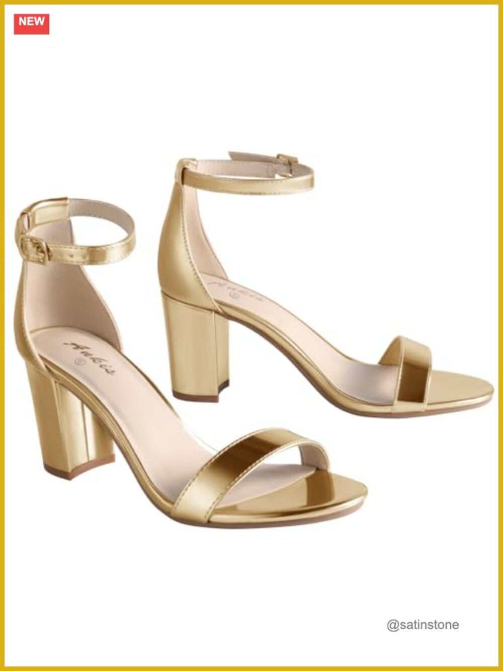 Women's Chunky Heel Sandals Open Toe Ankle Strap 2.75" Heel PU